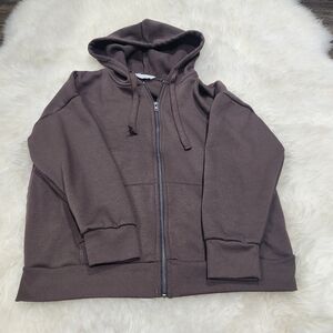 Hippie Rose Deep Brown Zip Up Hoodie Size Medium